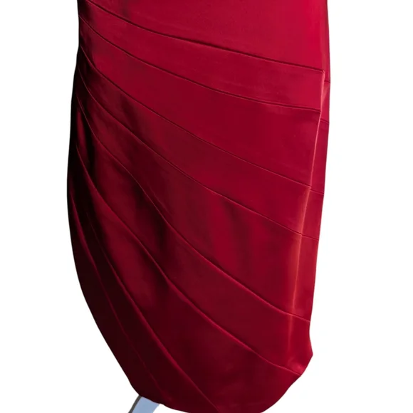 JAX Red Satin Cocktail Party Dress Draped Sheath Old Money Glam Sz 14 - Picture 3 of 12